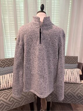 Tsla Men's Grey Quarter-Zip Knit Pullover Sweater, Large